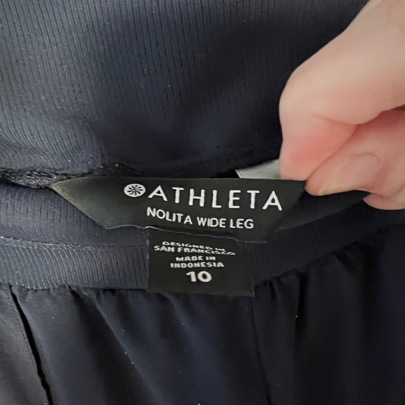 Athleta Nolita Wide Leg City Pant Navy Blue with Dark Navy tuxedo stripe Size 10 - Picture 4 of 4